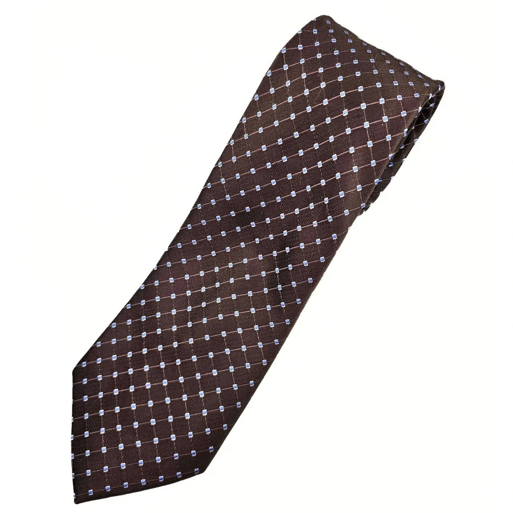 Club‎ Room Brown Diamond Grid Pattern Necktie Classic Men's Tie